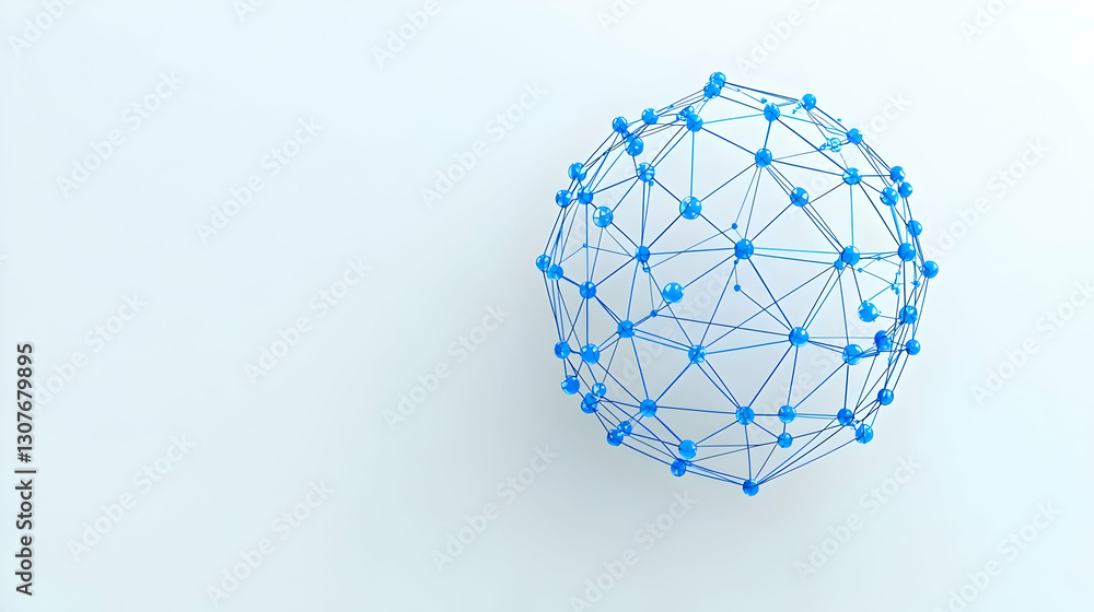 Poster 3d abstract sphere representation of connected points and lines