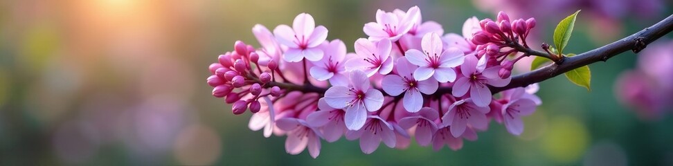 Obraz premium Close-up of lilac flowers in full bloom on branch, beautiful panoramic view, panoramic, summer, lilac