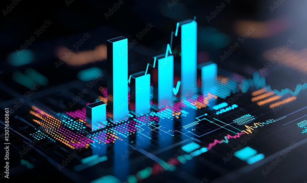 Poster abstract financial graphs and data visualization for analysis