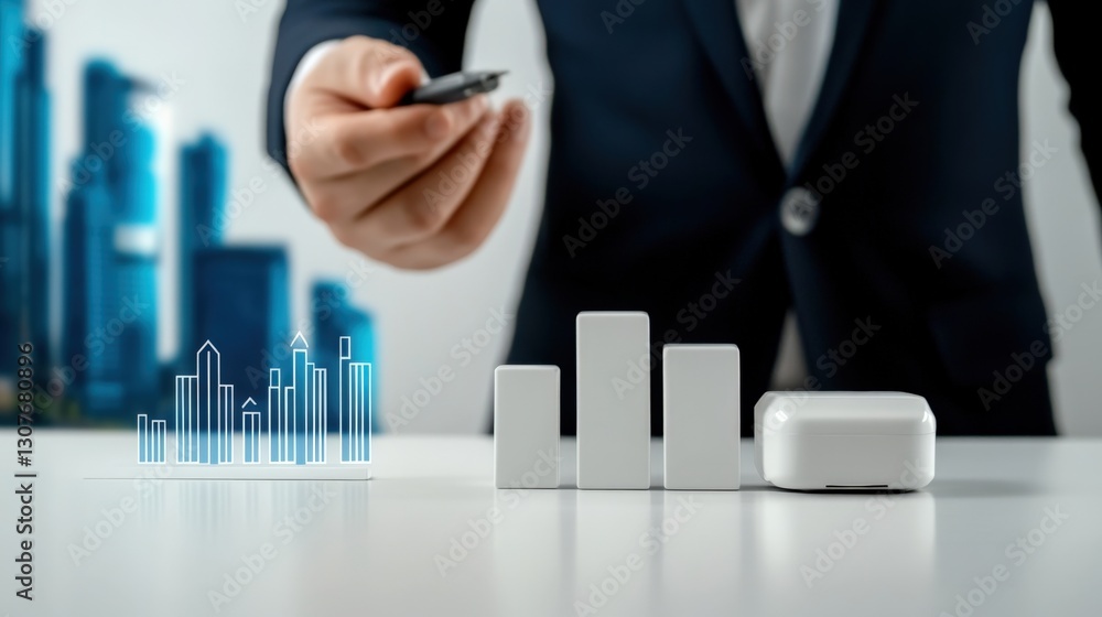 Aufkleber analyzing business growth strategies with data visualization urban office digital content profession