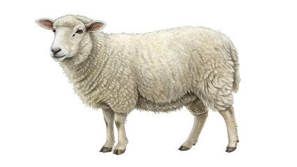 Watercolor Sheep Illustration, Isolated on Transparent Background, Farm Animal, wool, livestock, sheep, animal, illustration