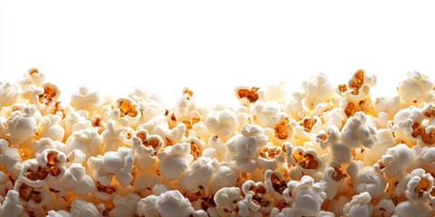 Crunchy popcorn arranged to create a textured background for various culinary uses and snack presentations