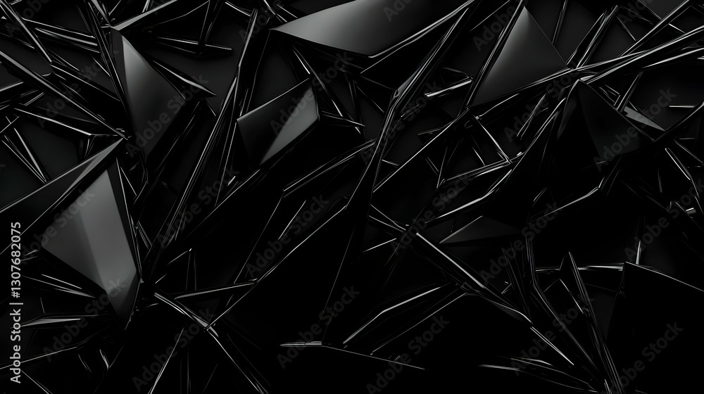 Poster abstract black geometric shapes with sharp edges and dark texture