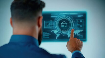 Innovative smart home control interface digital environment user interaction futuristic design close-up view technology concept