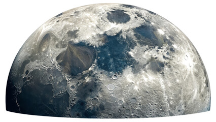 Fototapeta premium High-Resolution Moon Hemisphere, Isolated on Transparent Background, Celestial Body, Space Imagery, Moon, Astronomy, Planet