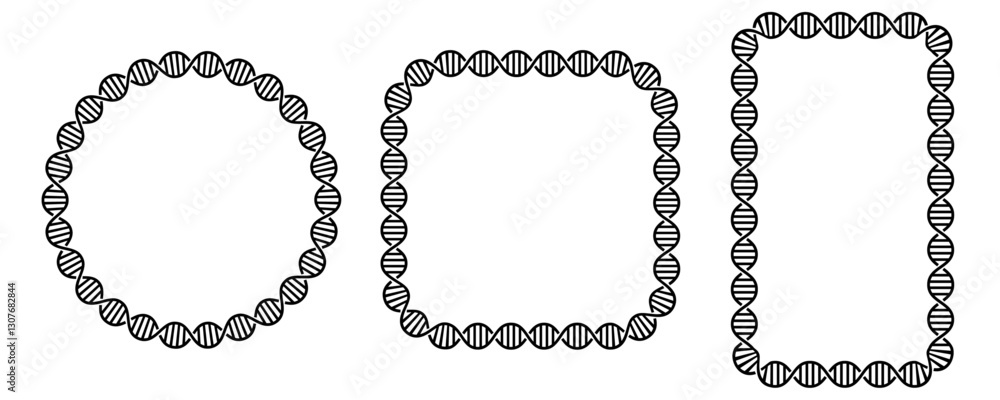Poster DNA pattern frame in circle, rectangular share vector set isolated on transparent background