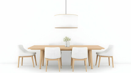Modern Minimalist Dining Room with Elegant Wooden Table and Chairs