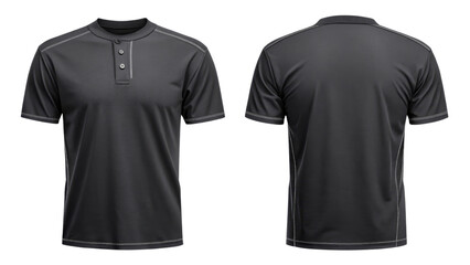 Dark Gray Henly Polo Shirt Mockup - Front and Back View, Isolated on Transparent Background, apparel design, template, Shirt mockup, Clothing template, Polo shirt