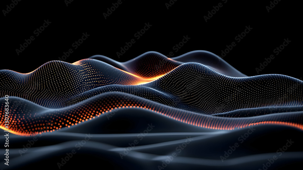 Poster abstract waves of light and color flowing in digital space