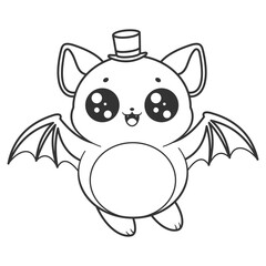 Bat flying and wearing a hat, for coloring