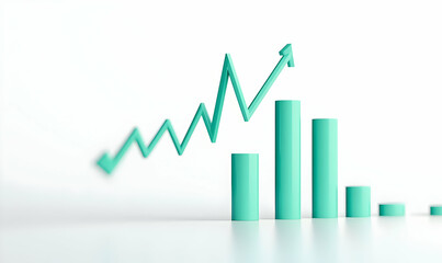Obraz premium Green Graphical Representation of Rising Business Growth Metrics