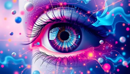 Visionary perception eye illustration with vibrant colors and dynamic details