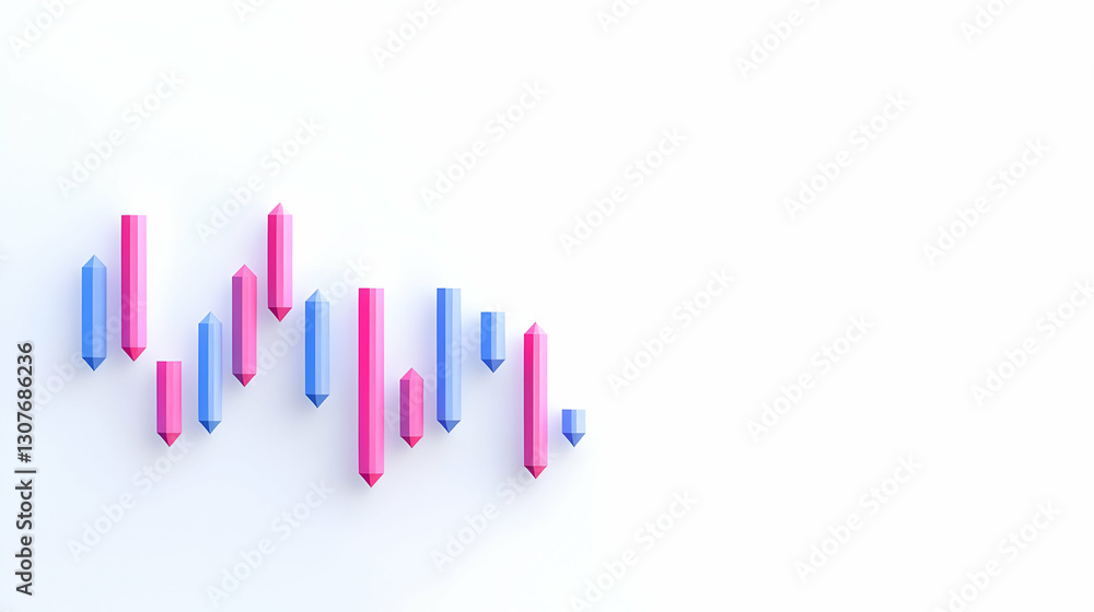 Poster abstract financial chart with colorful bars on a light background