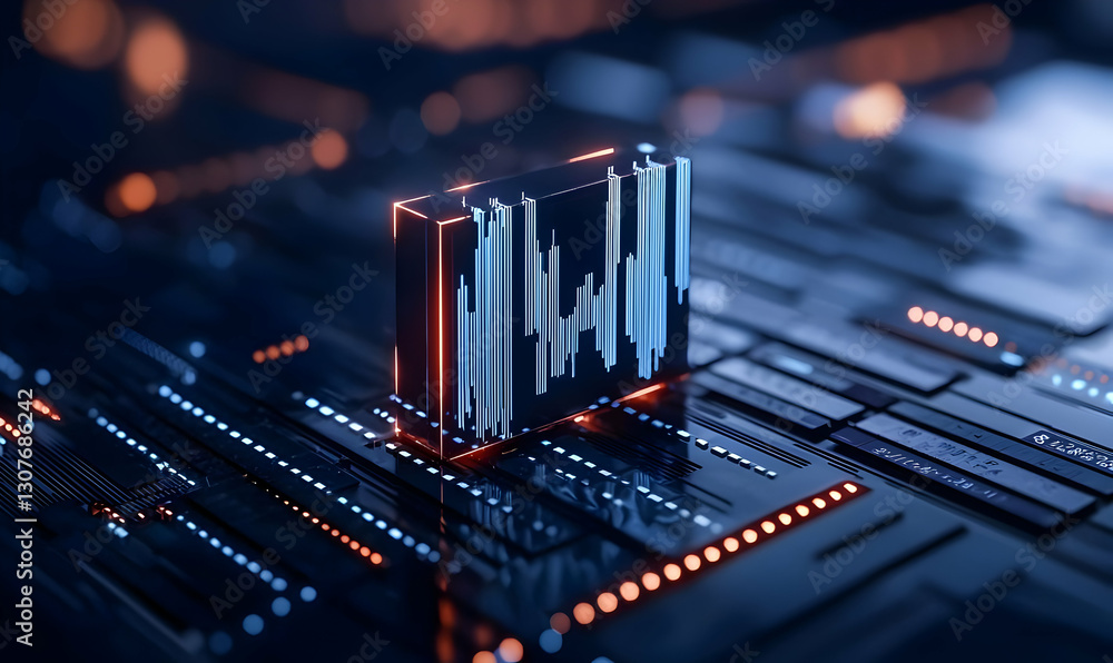 Poster abstract data visualization on futuristic circuit board design