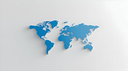 3D Blue World Map with Individual Countries and Continents Design