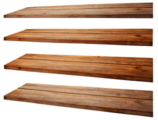Obraz premium Empty wood shelf perspective view on transparent background.