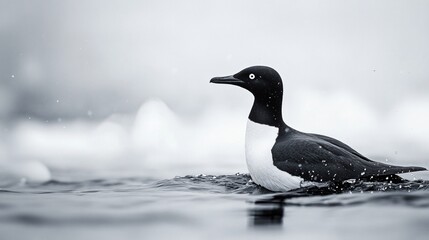 Fototapeta premium Arctic Guillemot Bird in Winter Waters