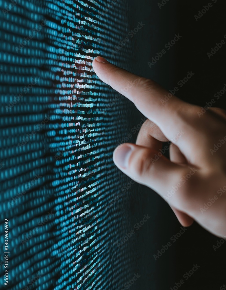Aufkleber the potential of future data management is encapsulated in a finger touching a glowing folder icon, 