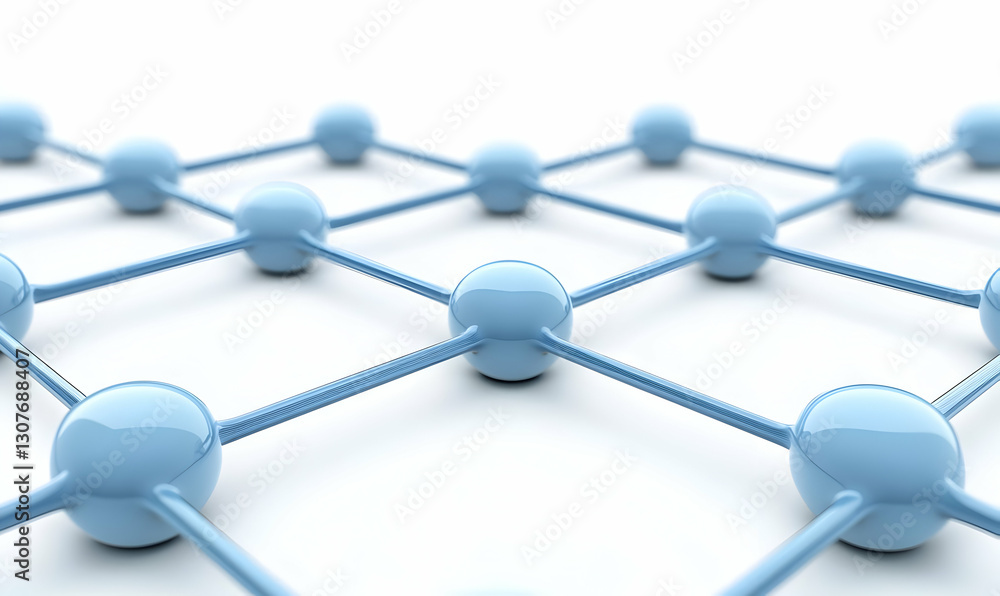 Poster blue connected nodes and lines on abstract network background
