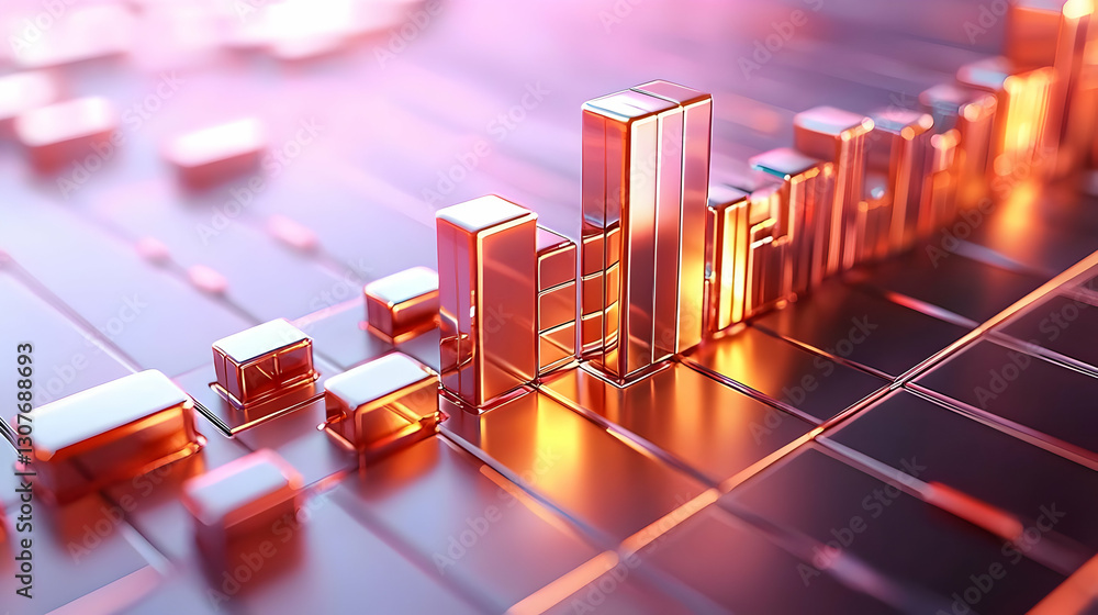 Poster modern abstract financial data visualization with metallic bars