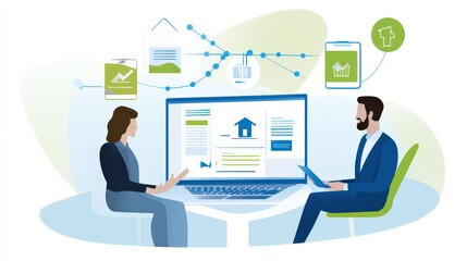 Collaborative business meeting virtual space graphic design professional environment digital interaction teamwork concept