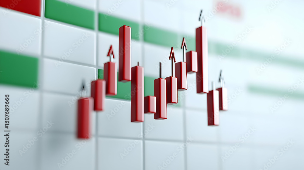 Poster financial chart with candlestick graph representation in 3d design