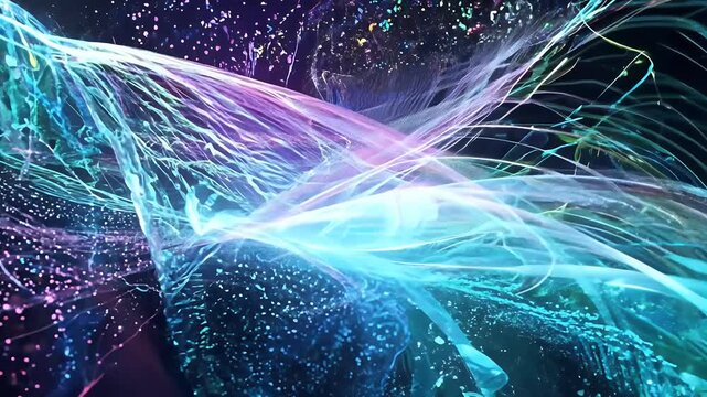mesmerizing abstract scene featuring vibrant multi colored lights blending harmoniously create immersive futuristic digital environment stunning hyper realistic 4K animation