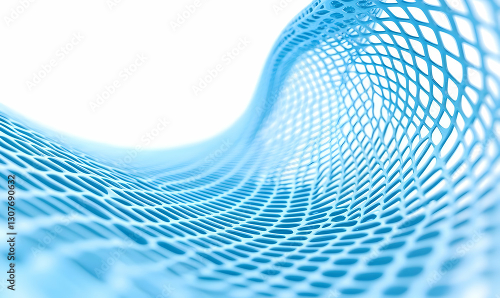 Poster blue mesh pattern with abstract flow and soft light background