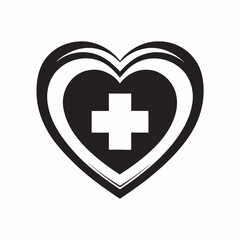 Obraz premium Heart symbol with medical cross in black and white