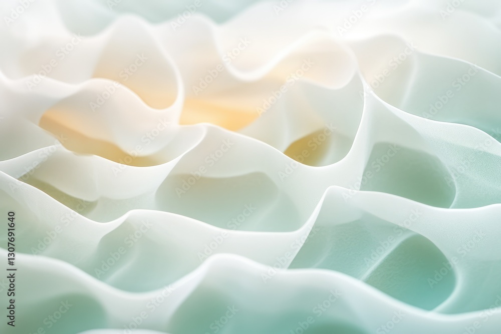 Poster abstract image of soft, flowing pastel fabric with gentle waves and subtle color gradients.