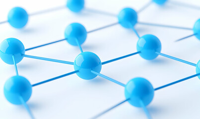 Blue Molecule Model with Abstract Structure in a Scientific Background