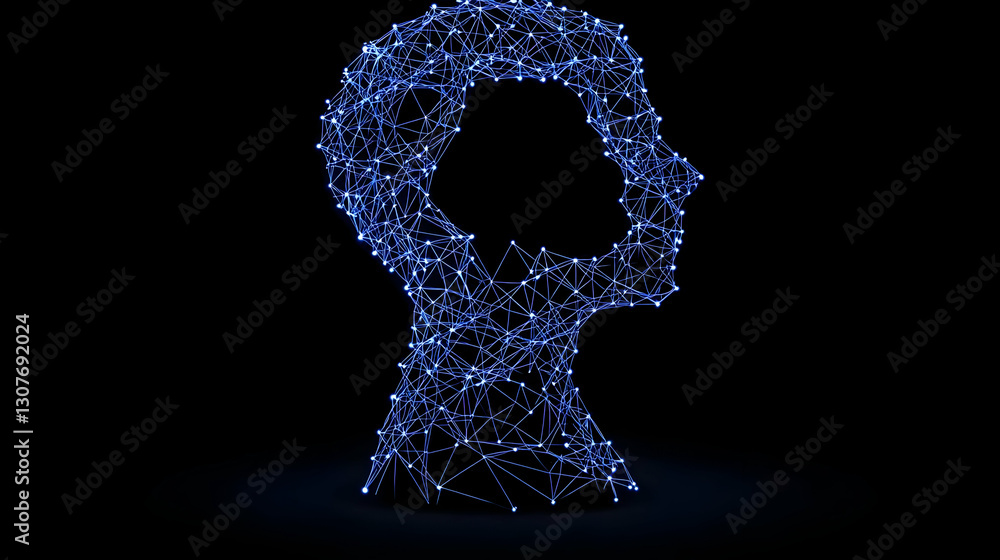Poster digital representation of human head with neural network design