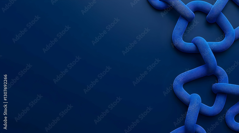 Poster blue chain links on dark background symbolizing connection and strength
