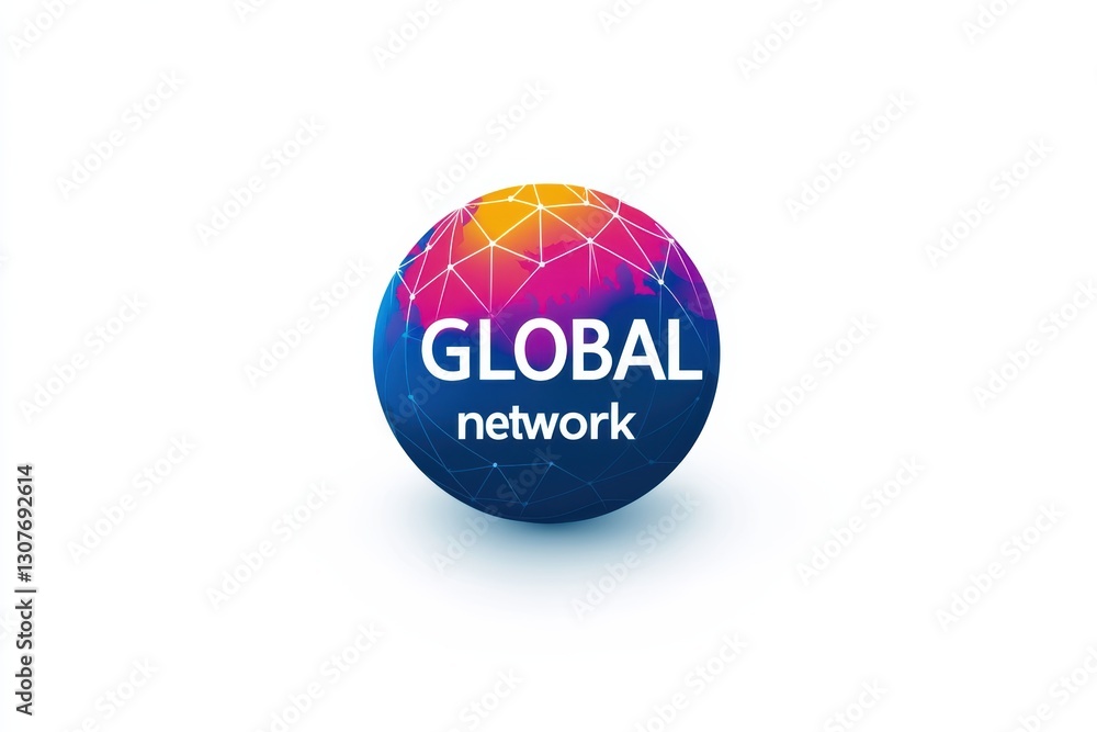 Poster visual representation of a global network design with colorful elements and modern aesthetics