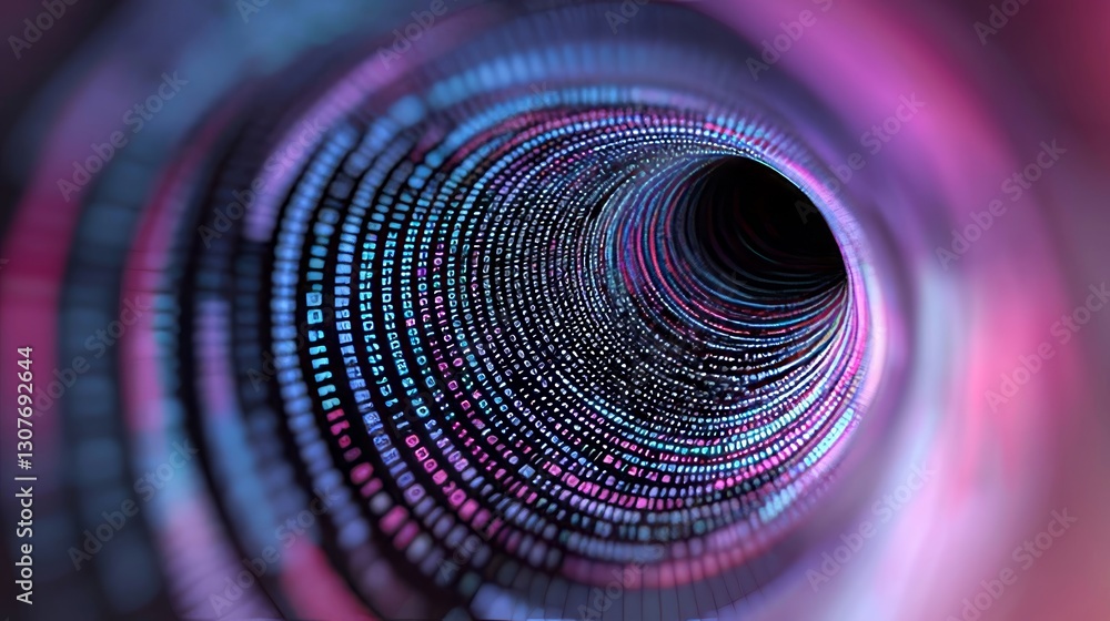 Poster digital cyberpunk hologram in a neon matrix of digital cyberspace data as an abstract background wal