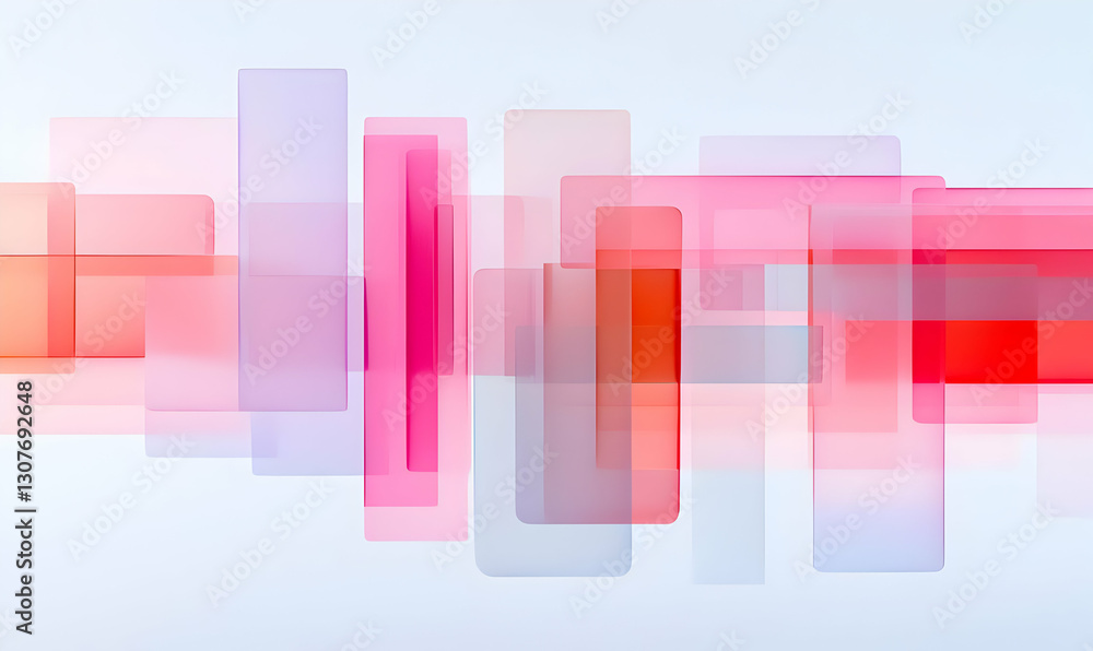 Poster abstract composition of colorful transparent shapes in soft tones