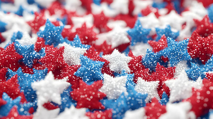 Vibrant Red White and Blue Stars with Glitter for Celebration Decor