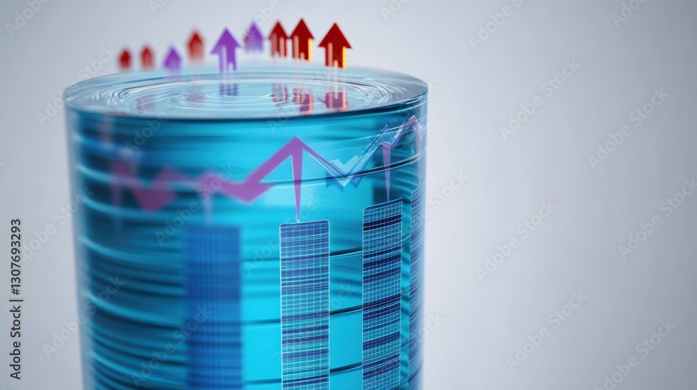 Poster data analysis visualization business growth infographic digital workspace aerial view insights on ma