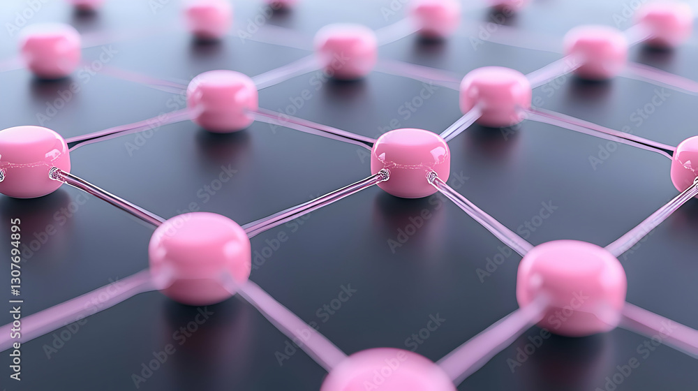 Poster digital network connections with pink nodes on a dark background