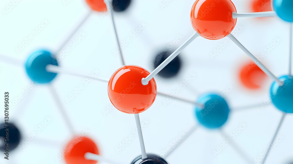 Poster abstract representation of colorful molecular structure and connections