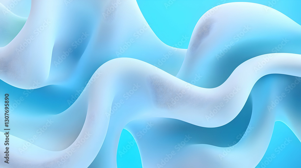 Poster fluid abstract waves on blue background with smooth curves and textures