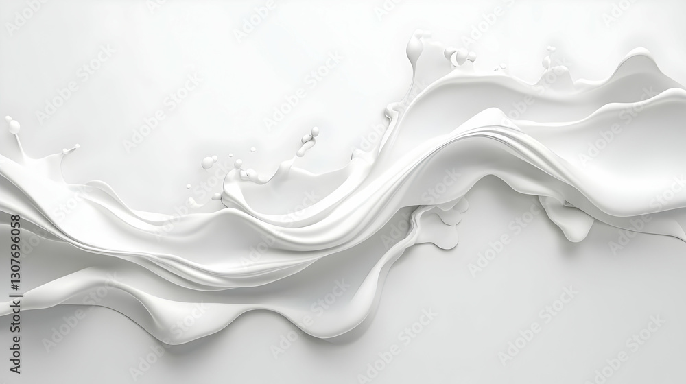 Poster fluid white waves creating elegant texture on simple background