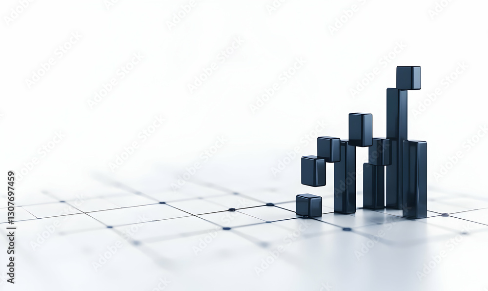 Poster abstract black bar graph on a light background with grid lines
