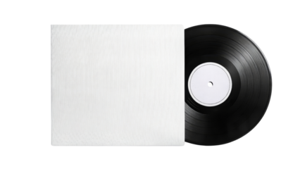 Vinyl Record with Blank Sleeve, Isolated on Transparent Background, Music Album Mockup, Studio Shot, vinyl, music, album