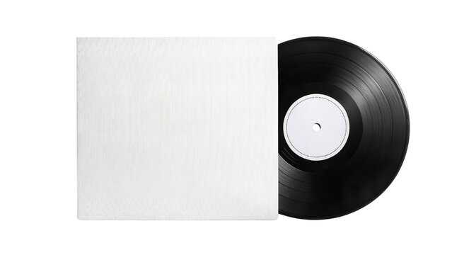 Vinyl Record with Blank Sleeve, Isolated on Transparent Background, Music Album Mockup, Studio Shot, vinyl, music, album