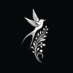 Floral Design A classic black and white floral design element featuring elegant, curved leaves and intricate detailing. Ornamental Perfect for use in decorative borders, logos