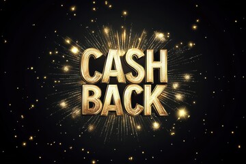CASH BACK emblem designed with sparkly effects and glowing elements for promotional use