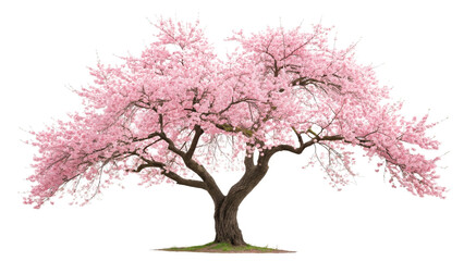 Obraz premium Pink Cherry Blossom Tree, Isolated on Transparent Background, Spring Nature, Floral PNG, High-Resolution Image, Cherry blossom, Spring tree, Floral design