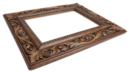 Ornate Wooden Frame, Isolated on Transparent Background, Baroque Design, Picture Frame Mockup, Frame, Picture Frame, Mockup