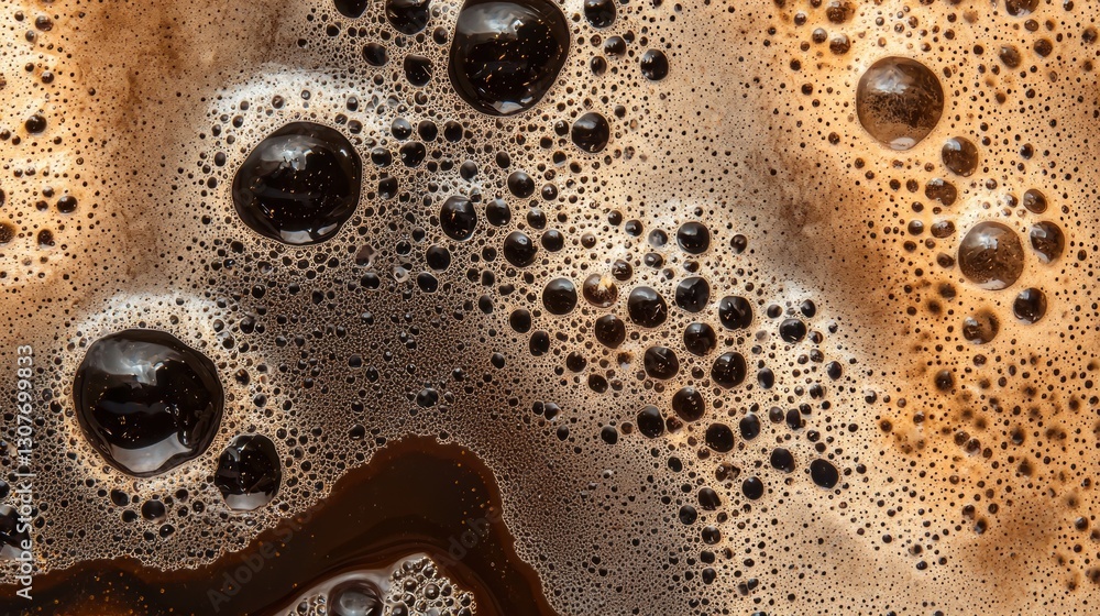 Poster close-up of a surface covered in small bubbles. the bubbles are of different sizes and shapes, and t